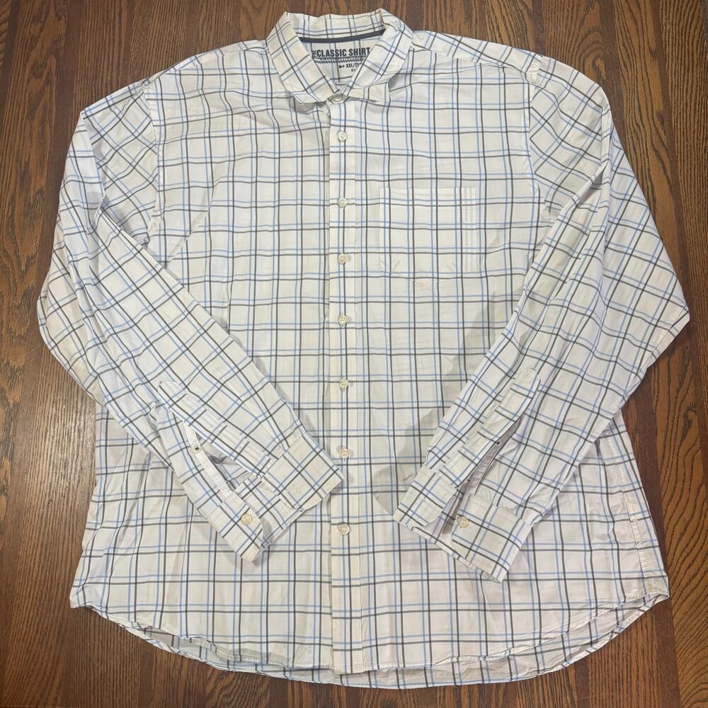 Old Navy The Classic Shirt Men’s Plaid Button Down Long Sleeve Blue Black XXL
